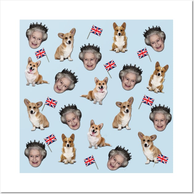 Queen Elizabeth and Corgis Wall Art by valentinahramov